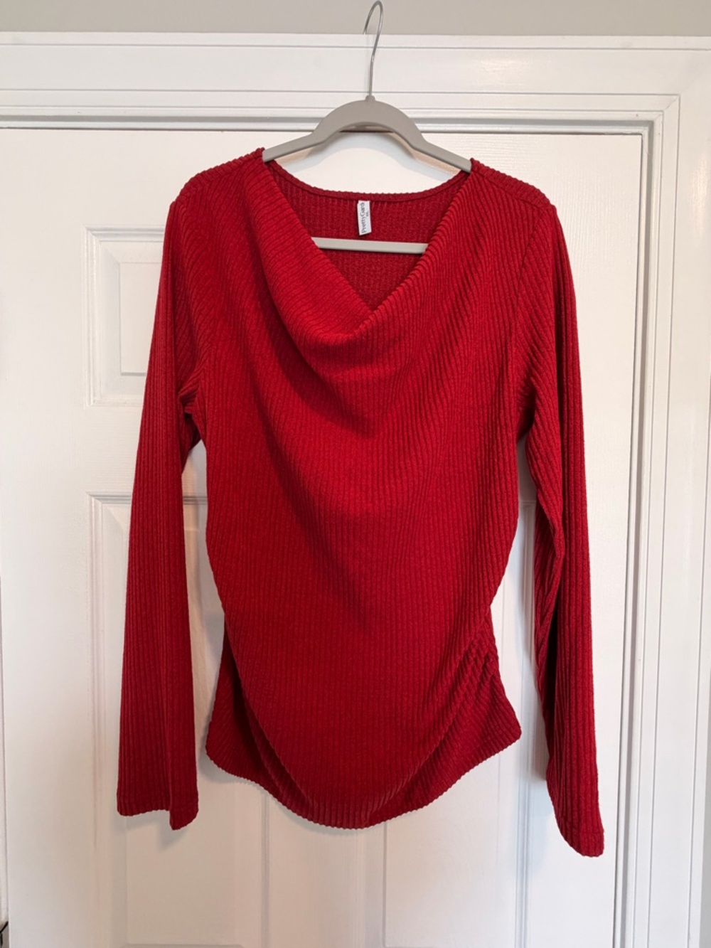 Long Sleeve Ribbed Cowl Neck